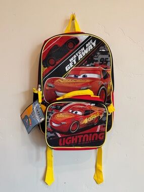 DISNEY Lightning McQueen Cars Backpack & Insulated Lunch Bag Set